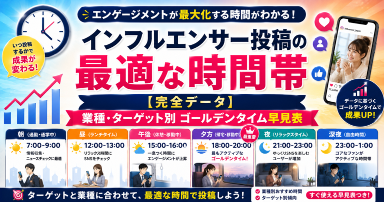 インフルエンサー投稿の最適な時間帯【完全データ】業種・ターゲット別ゴールデンタイム早見表