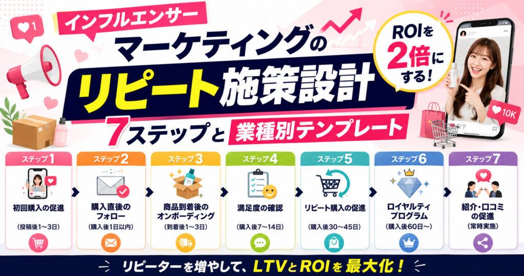 インフルエンサーマーケティングのリピート施策設計｜ROIを2倍にする7ステップと業種別テンプレート
