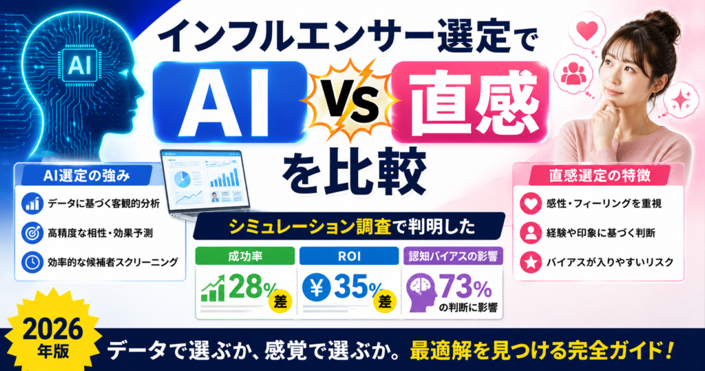インフルエンサー選定でAIと直感を比較｜シミュレーション調査で判明した成功率・ROI・認知バイアスの実態【2026年版】