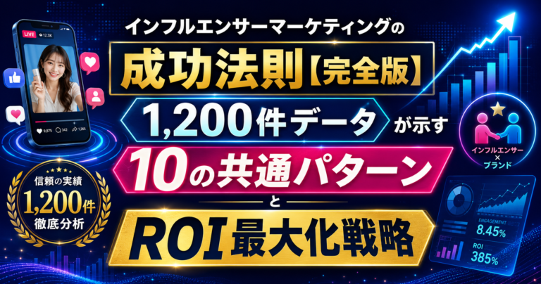 インフルエンサーマーケティングの成功法則【完全版】1,200件データが示す10の共通パターンとROI最大化戦略